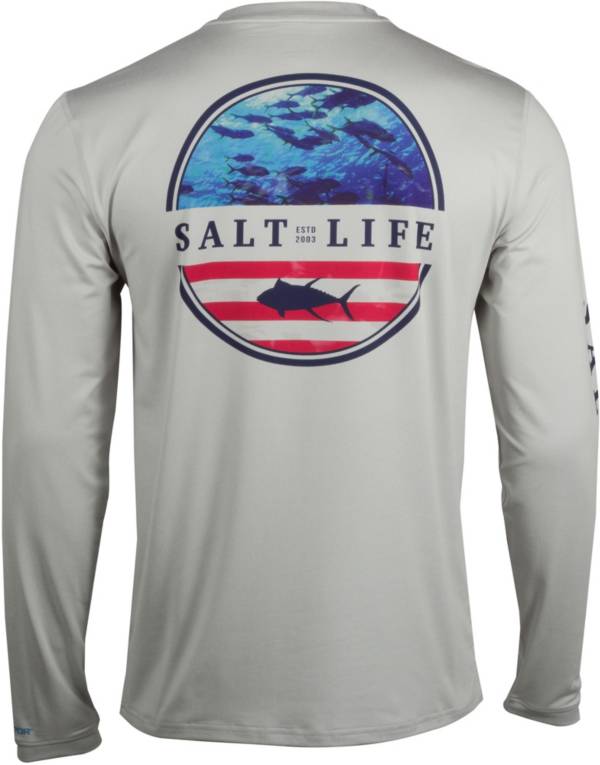 ソルトライフ メンズ Tシャツ 長袖 ロンT Salt Life Men's Respect Long Sleeve Performance Shirt - MIST GREY HEATHER