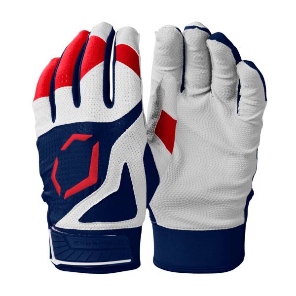 エボシールド メンズ バッティンググローブ Evoshield Adult PRO SRZ Batting Gloves - Red/White/Blue