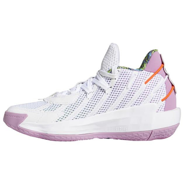 アディダス キッズ バッシュ adidas Dame 7 Buzz GS - White/Signal Green/Solar Red_1