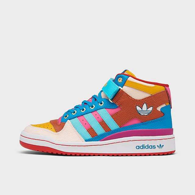 アディダス レディース スニーカー Women's Adidas Originals Forum Mid Casual Shoes - Team College Gold/Pulse Aqua/Pink Tint