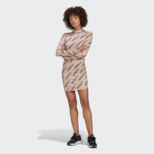 アディダス レディース Tシャツ 長袖 Women's Adidas Originals Monogram Long-Sleeve Dress - Halo Blushの通販は