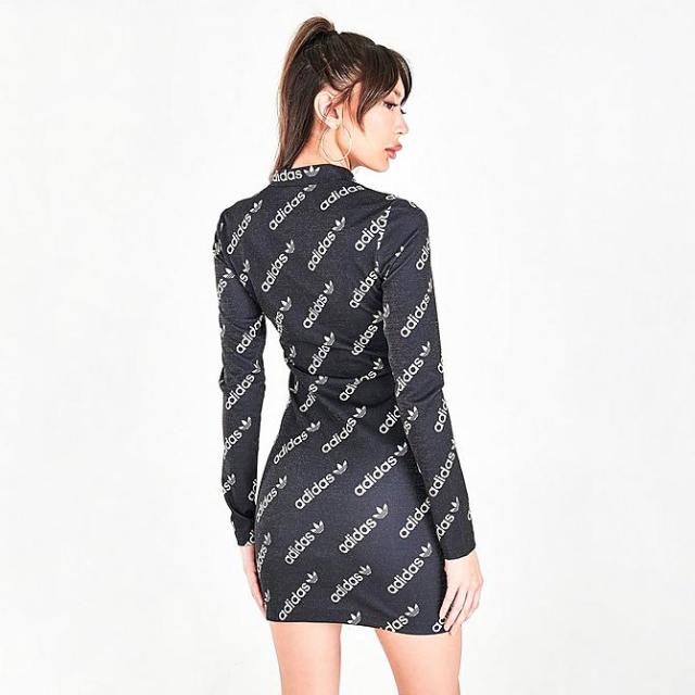 アディダス レディース Tシャツ 長袖 Women's Adidas Originals Monogram Long-Sleeve Dress - Black_3