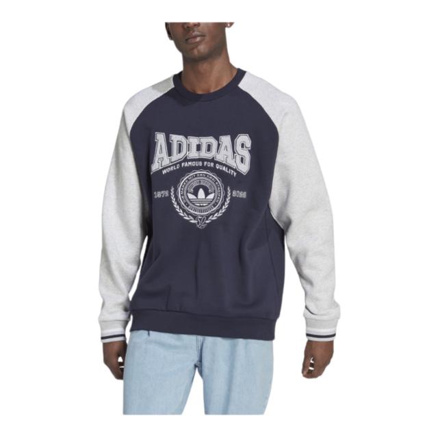 アディダス メンズ スウェットシャツ adidas Fleece Crew - Navy/Grey
