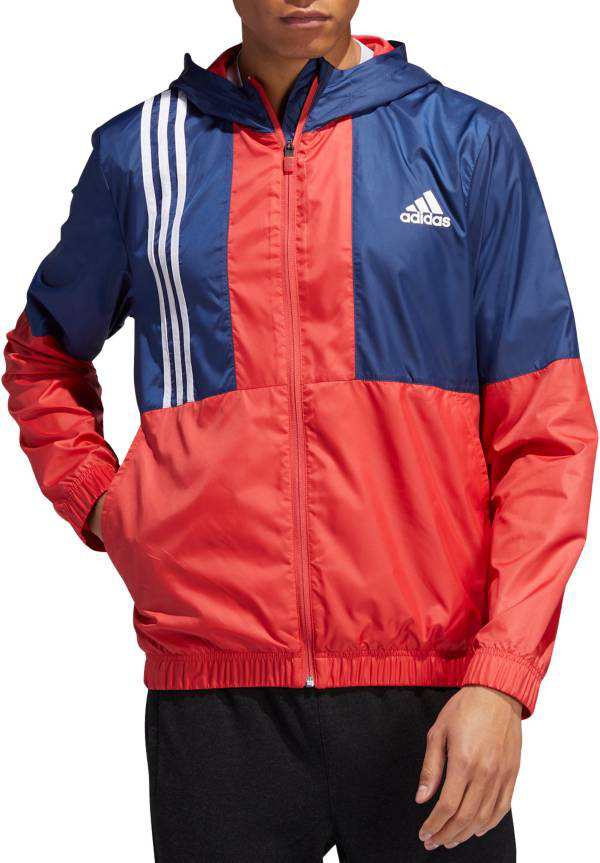 アディダス メンズ adidas Men's Axis Wind Jacket ウィンドブレーカー GLORY RED/TECH INDIGO/WHT アウター