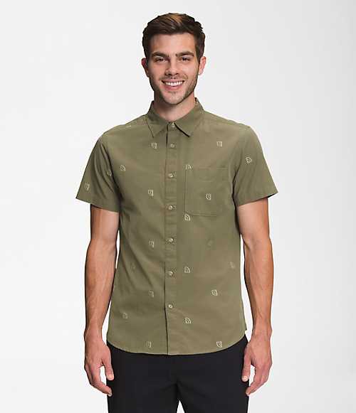 ノースフェイス メンズ カジュアルシャツ The North Face Men’s Short-Sleeve Baytrail Jacquard Shirt - Burnt Olive Green Half Dome の通販は
