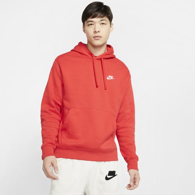 ナイキ メンズ パーカー Nike Club Pullover Hoodie フーディー プルオーバー University Red/White