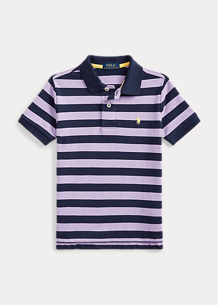 striped cotton mesh polo shirt