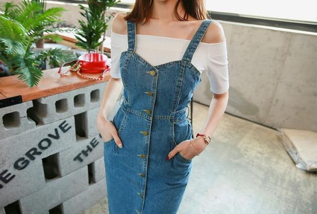 フロントスリット デニム リボン ワンピース キャミソール ノースリーブ フロントボタン バックコンシャス カジュアル 春夏 ウエストマーの通販はau Pay マーケット K M Base