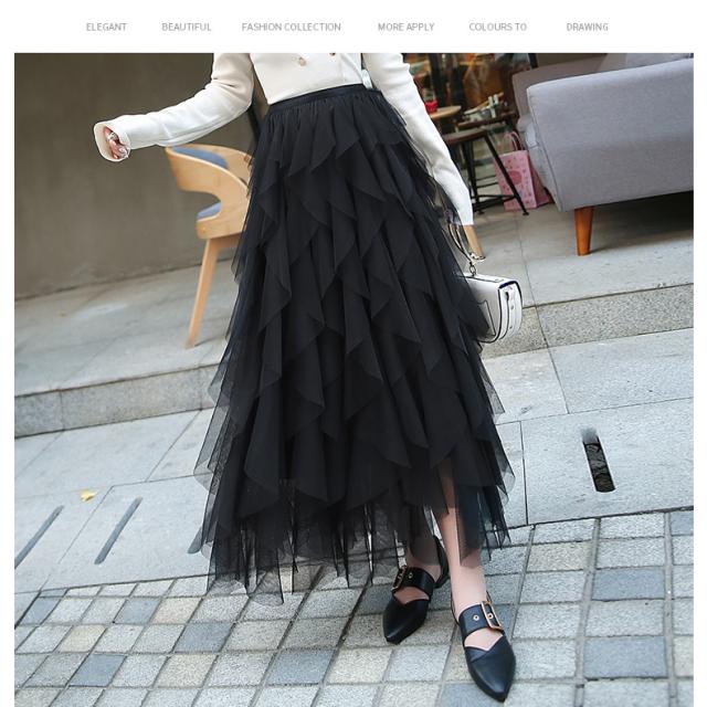 スカート ロングスカート ロング丈 ミモレ丈 チュールスカート シースルー ハイウエスト レース フリル アシンメトリー 不規則 無地 白 の通販はau Pay マーケット K M Base