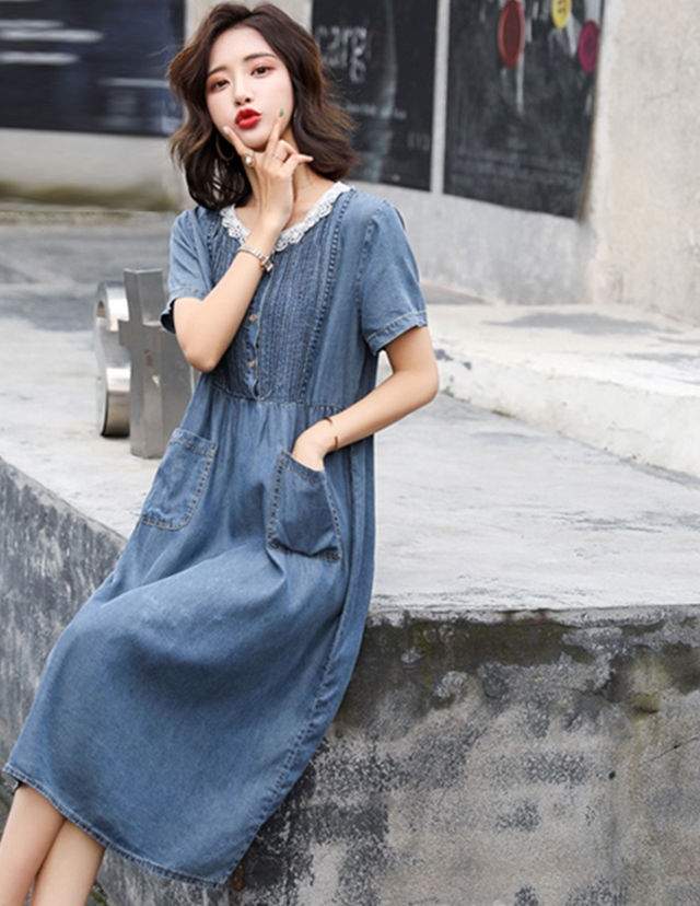 大きいサイズ デニム ワンピース デニムワンピース デニムワンピ マキシ丈ワンピース マキシワンピ マキシ ロングワンピース ロングワンの通販はau Pay マーケット ふくふくの木