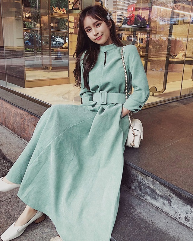 ロングワンピース 冬 コーデュロイ ワンピース 秋冬 ワンピース ワンピース 秋冬 ロングワンピース 長袖 韓国 ファッション ワンピース の通販はau Pay マーケット ふくふくの木