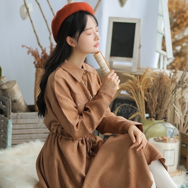 ロングワンピース 冬 コーデュロイ ワンピース 秋冬 ワンピース ワンピース 秋冬 ロングワンピース 長袖 韓国 ファッション ワンピース の通販はau Pay マーケット ふくふくの木