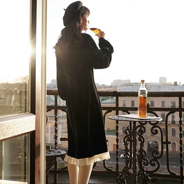 ワンピース 冬 秋 ロング 長袖 ロングワンピース 秋冬 冬 長袖 ベロア ワンピース 英国風 かっこいいワンピース 可愛い ワンピース ベルの通販はau Wowma ふくふくの木