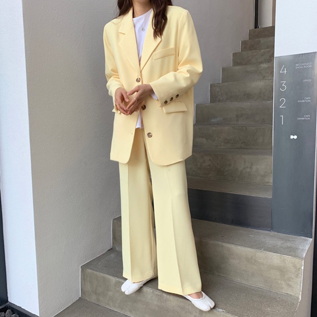 韓国 ファッション レディース セットアップ ジャケット 春 夏 秋 冬 ２点セット ワイドパンツ テーパードパンツ ウエストベルト レトロ の通販はau Pay マーケット ふくふくの木