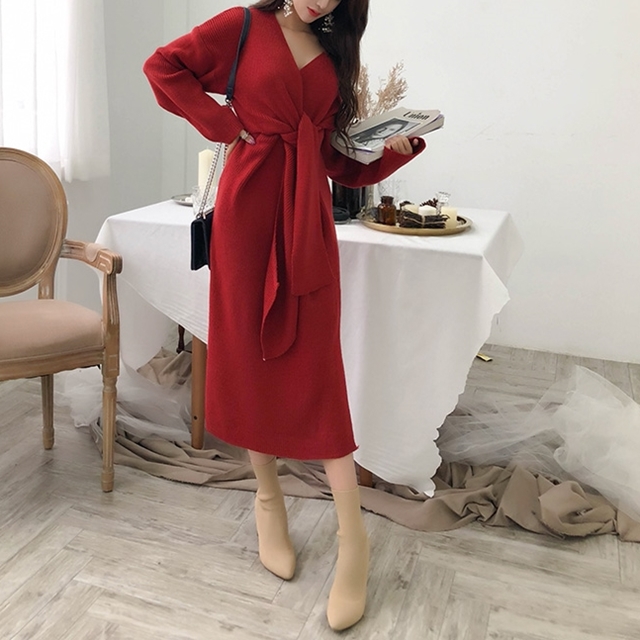 ロングワンピース ニット ニットワンピース ロング ワンピース 冬 秋冬 ロングワンピース 秋冬 長袖 冬 ニット カジュアル 韓国 ファッシの通販はau Pay マーケット ふくふくの木