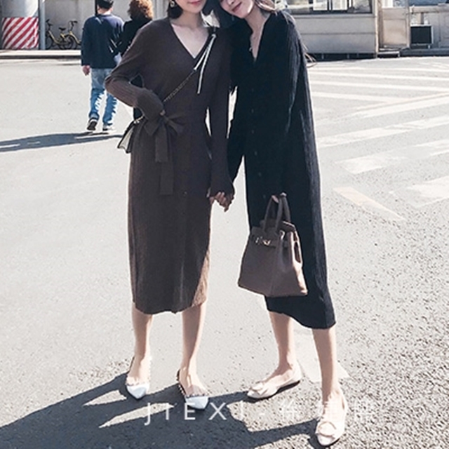 ロングワンピース ニット ニットワンピース ロング ワンピース 冬 秋冬 ロングワンピース 秋冬 長袖 冬 ニット カジュアル 韓国 ファッシの通販はau Pay マーケット ふくふくの木