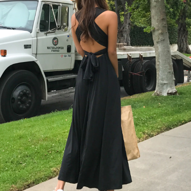 ロングワンピース マキシワンピース Vネック ウエストマーク バッククロス 背中開き リゾート レディース 春夏 海 プール ビーチ フロンの通販はau Pay マーケット ふくふくの木