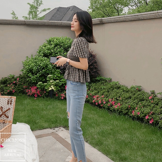 ギンガムチェック ギンガムチェック シャツ レディース チェック トップス チェック柄 レディース トップス 可愛い 服 半袖 の通販はau Pay マーケット ふくふくの木