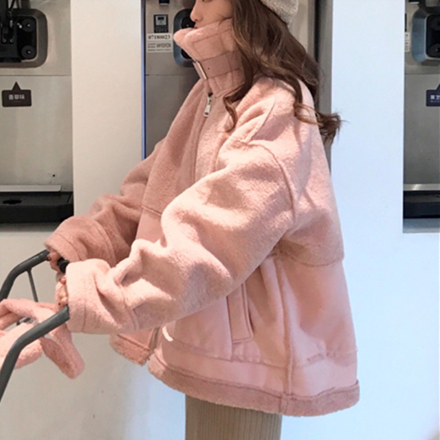 ボアブルゾン もこもこ 厚い ブルゾン カジュアル アウター 韓国 ファッション オルチャン レディース ボアコート ボアジャケットの通販はau Pay マーケット ふくふくの木