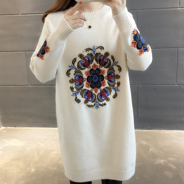 レディース ノルディック柄ニット ニットセーター レディース ニット セーター トップス ゆったり ロング丈 あったか 秋冬の通販はau Pay マーケット ふくふくの木