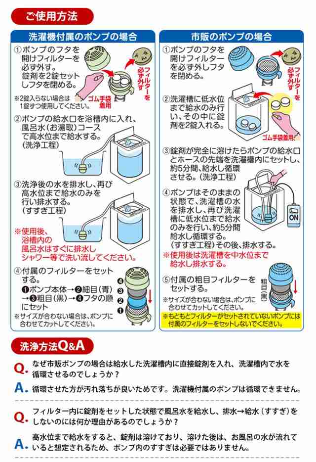 洗濯機 風呂水 給水ポンプ ホース 洗浄剤 ヌメリ フィルター 3回分 商品名 風呂水ポンプまとめてキレイ 汚れたお水で洗濯していませんの通販はau Pay マーケット E Simple