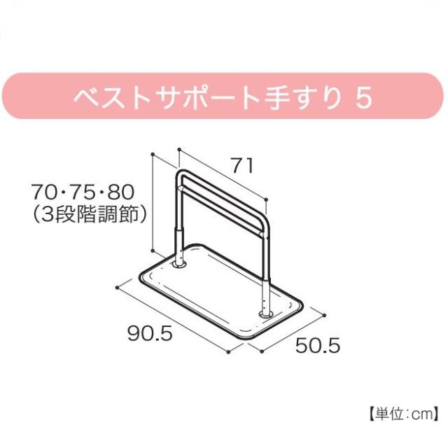 ベストサポート手すり　固定具付　625-055　シコク　長さ90.5cm　メーカー直送