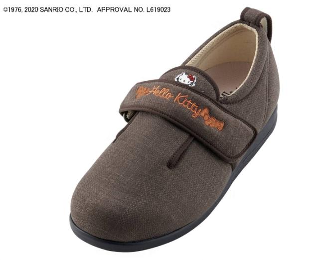 介護シューズ　ダブルマジック3　3E　ハローキティ　茶　Sサイズ　両足　ウェルファン　靴 室内外兼用 歩行 かわいいの通販は 7,232円