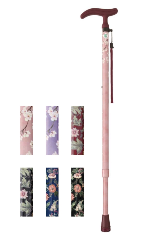 伸縮杖　アクティブ グレース　伸縮Ｓ　桜ピンク・桜パープル・ボタニカルネイビー・ワインレッド・ブラック・ボタニカルブラック　フジホーム ステッキ