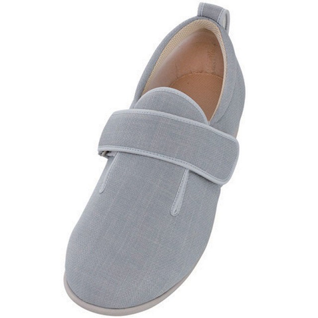 介護シューズ (片足販売) ダブルマジック3 7038 11E 片足(左足) Mサイズ グレー あゆみ 徳武産業 屋外 室内用