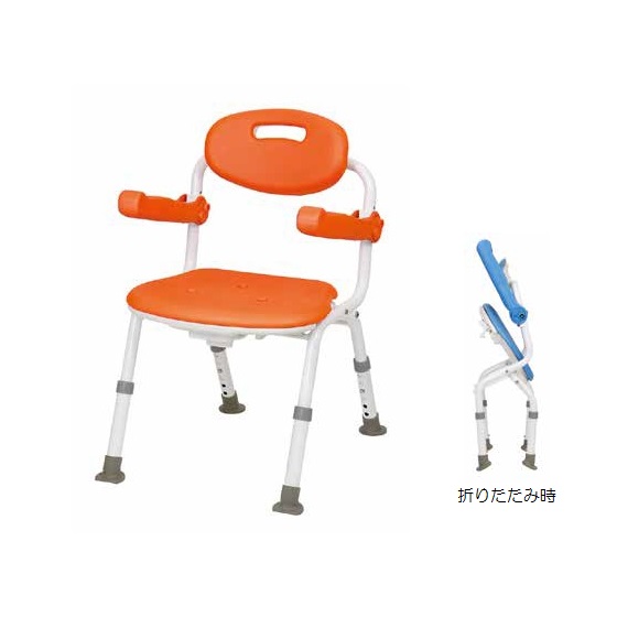 ワンタッチ折りたたみシャワーチェア　ミドル　BSU11　レッドオレンジ　テイコブ 幸和製作所 防カビ加工 介護 入浴 簡単 シャワーイス 入浴用いすの通販は