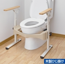 洋式トイレ用フレーム　S-はねあげR-2　533-086　プラスチック製ひじ掛け　安寿 アロン化成　介護 介助 簡単設置_1