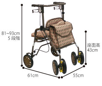 シンフォニー　EVO　Bベージュ　島製作所　歩行車　介護 コンパクト 3WAYキャスター ハイタイプ_3