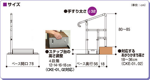 あがりかまち用たちあっぷ CKE-02-1　片手すりステップ台無　矢崎化工　送料無料(沖縄・北海道、一部地域を除く)