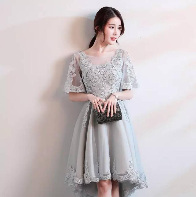 パーティドレス ワンピース 総レース ショート丈 袖あり 五分袖 代 結婚式 ブライズメイド 春夏 グレー 白 黒 ｘライン 刺繍 フィッシの通販はau Pay マーケット おひさまブランケット