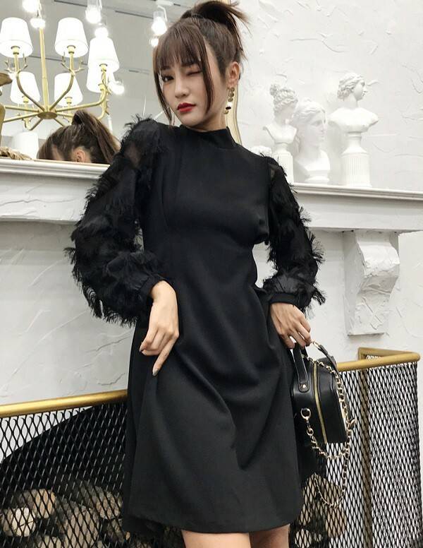 ドレス ワンピース ミニ丈 袖あり 長袖 ハイネック 無地 ブラック 40代 30代 代 結婚式 二次会 食事会 発表会 お呼ばれ 秋 大人 シックの通販はau Pay マーケット おひさまブランケット