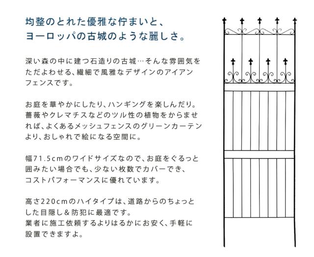 アイアンフェンス ガーデンフェンス オールドシャトーフェンス 220 ハイタイプ 4枚組_2