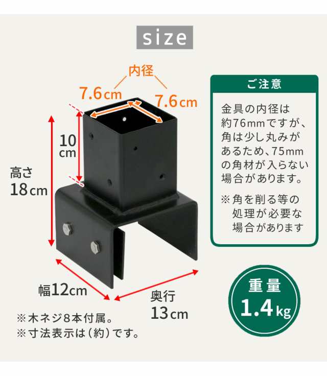 ラティス・フェンス支柱固定金具ブロック用10cm 4個  S-BB7210-4Pの通販は