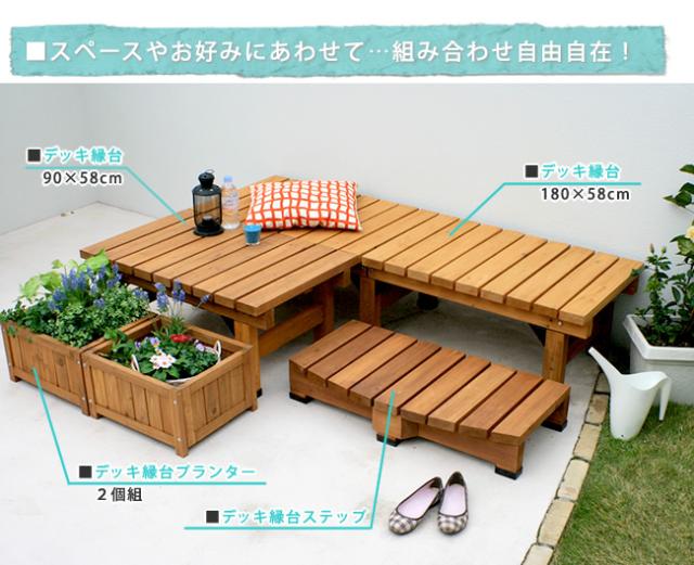 デッキ縁台 58X90 SST-DEC-5890 木製 ステップ 天然木製 ウッドデッキ ガーデンベンチ ガーデンチェア 庭_7