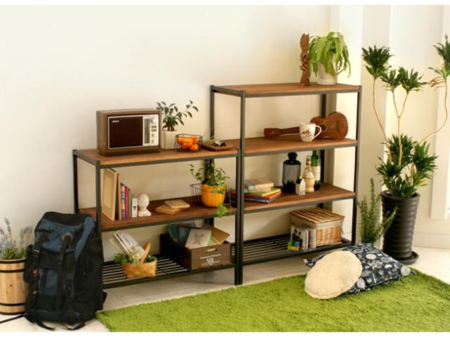 天然木製シェルフ4段 PR-860-4BRN