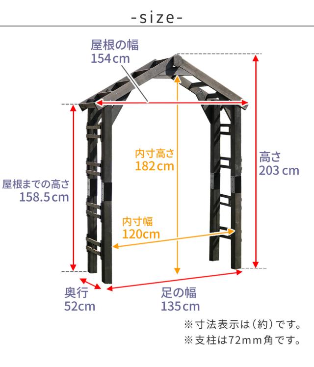 天然木製三角アーチ アーチ単品 「WOOD CHURCH」 (ウッドチャーチ) TR-2100 アーチ 門 木製 DIY キット 庭 入口 ホワイト ダークブラウン おしゃれ 北欧 ガーデニング_8