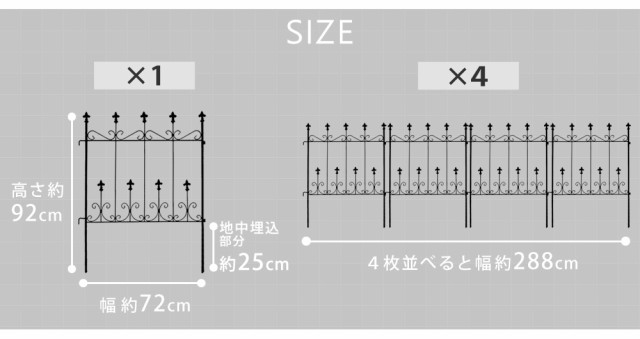 オールドシャトーフェンス ミニタイプ 4枚組フェンス アイアン ガーデンフェンス ガーデニング 枠 柵 仕切り 目隠し 境目 クラシカル  アの通販はau PAY マーケット - ザッカーグplus | au PAY マーケット－通販サイト