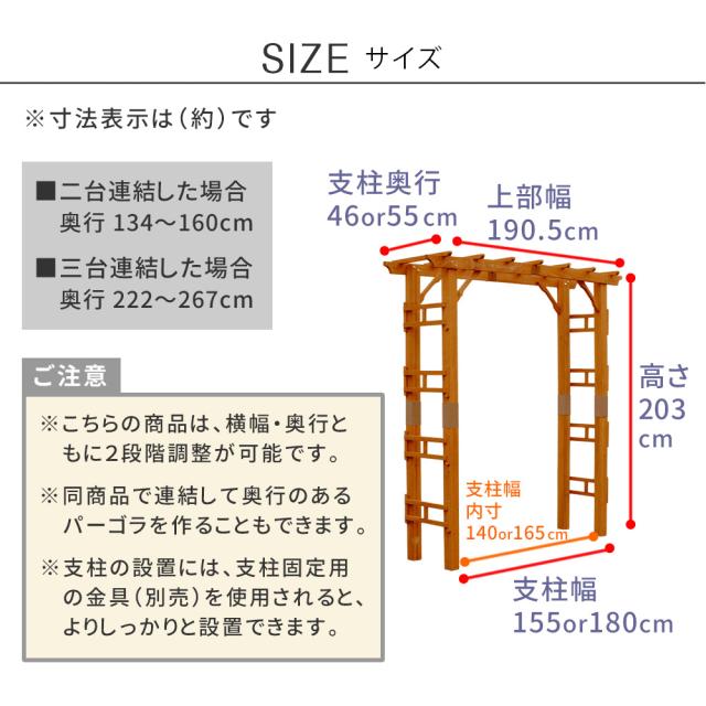 天然木製アーチ 190 1台 「Flex Pergola」（フレックス パーゴラ） FLPG-R1900 その他ガーデニングファニチャー