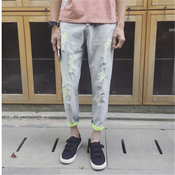 メンズパンツ ファッション ジーンズ シンプル ダメージ 九分丈 上質 着心地よい ボトムス 春夏 ハイセンス 大人気 セール メンズパンの通販はau Pay マーケット レオレオ