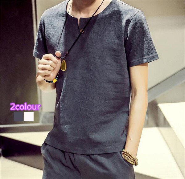 メンズtシャツ メンズ 男子 ファッション 無地 大きいサイズ リネン 半袖 ハイセンス 大人気 メンズインナー 着心地よい メンズtシャツの通販はau Wowma レオレオ