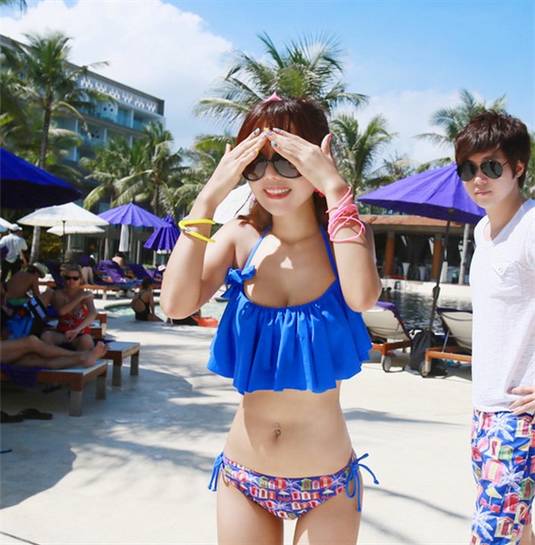 ブルー フリル さわやか カップルお揃い水着 ペアルック リゾートウェアミズギ スイムウェア 新婚旅行 夏休み 海水浴 温泉の通販はau Pay マーケット レオレオ Au Pay マーケット店