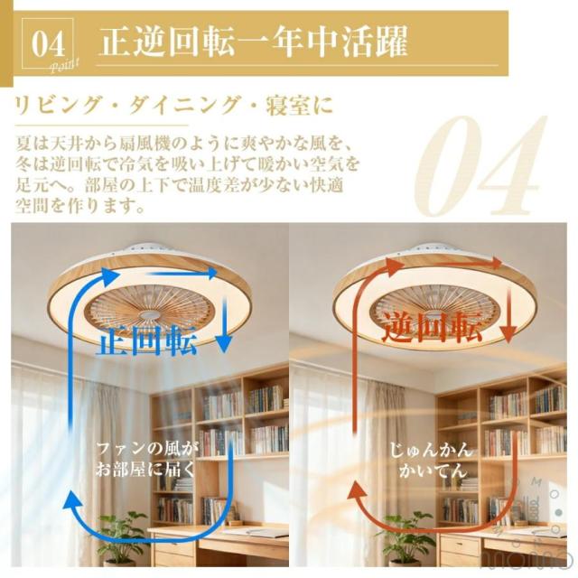 シーリングファンライト LED DCモーター 北欧 おしゃれ 調光調色 薄型 静音 軽量 省エネ ファン付き照明 シーリングライト 6〜12畳対応_5