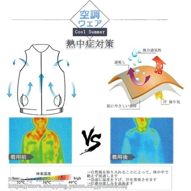 空調ウェア 空調作業服 父の日 ファン 長袖 水冷服 空調ウェアセット 大きいサイズ 綿 電動ファン付きウエア 大風量 ワークウェア 室外作業 作業服 熱中症対策_8