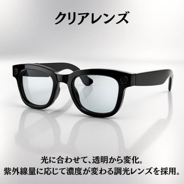 スマートグラス カメラ付き 22 言語リアルタイム翻訳機 AI 800 万画素カメラ?3000万画素画像 Bluetooth Wi-Fi スピーカー サングラス/ブルーライト防護レンズ