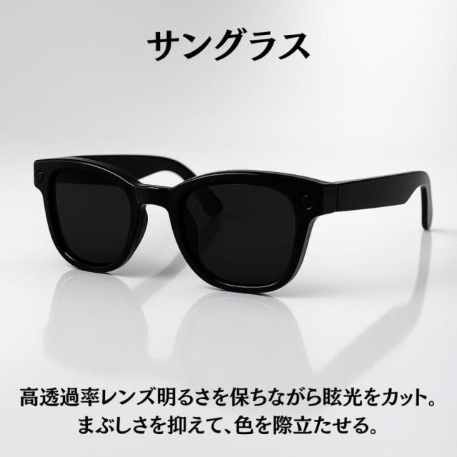 スマートグラス カメラ付き 22 言語リアルタイム翻訳機 AI 800 万画素カメラ?3000万画素画像 Bluetooth Wi-Fi スピーカー サングラス/ブルーライト防護レンズ