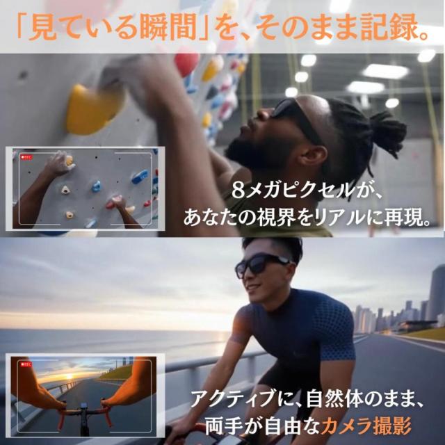 スマートグラス カメラ付き 22 言語リアルタイム翻訳機 AI 800 万画素カメラ?3000万画素画像 Bluetooth Wi-Fi スピーカー サングラス/ブルーライト防護レンズ